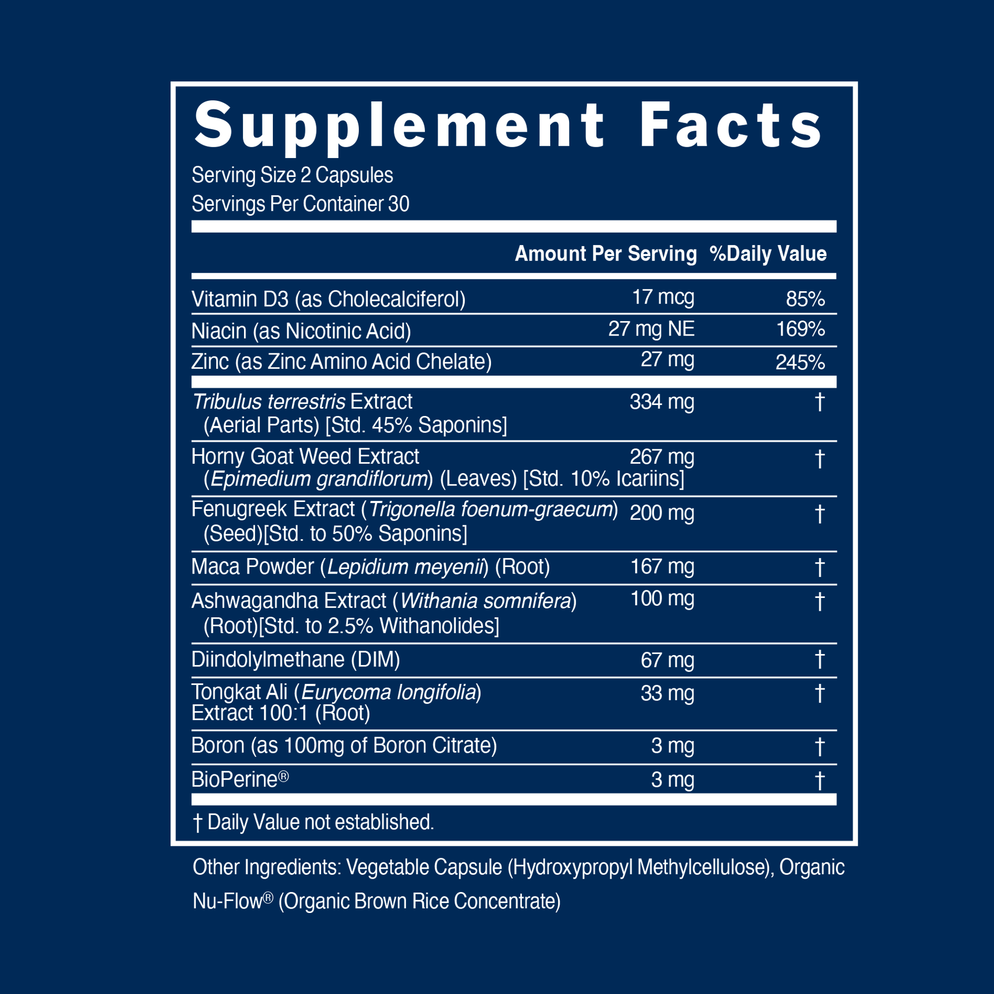 Rise and Shine made with Tribulus, Vitamin D3, Zinc, Fenugreek, Maca, Ashwagandha, Tongkat Ali