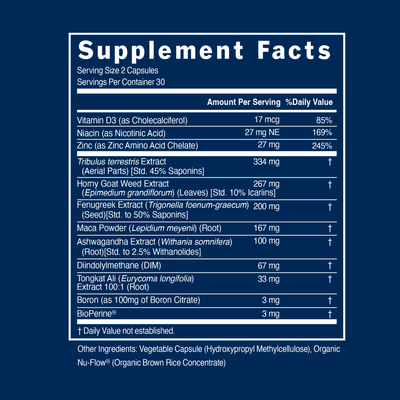 Rise and Shine made with Tribulus, Vitamin D3, Zinc, Fenugreek, Maca, Ashwagandha, Tongkat Ali